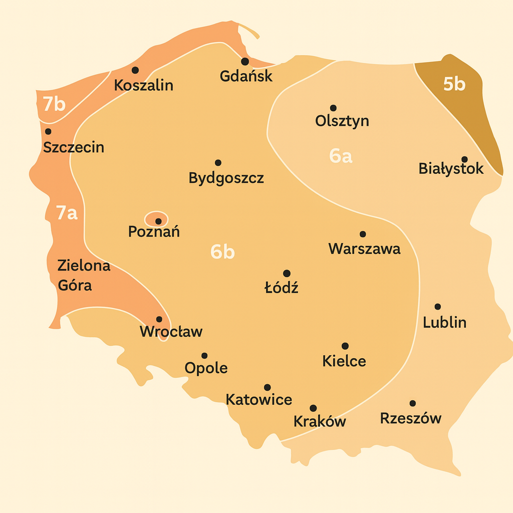 Podstrefy mrozoodporności w Polsce